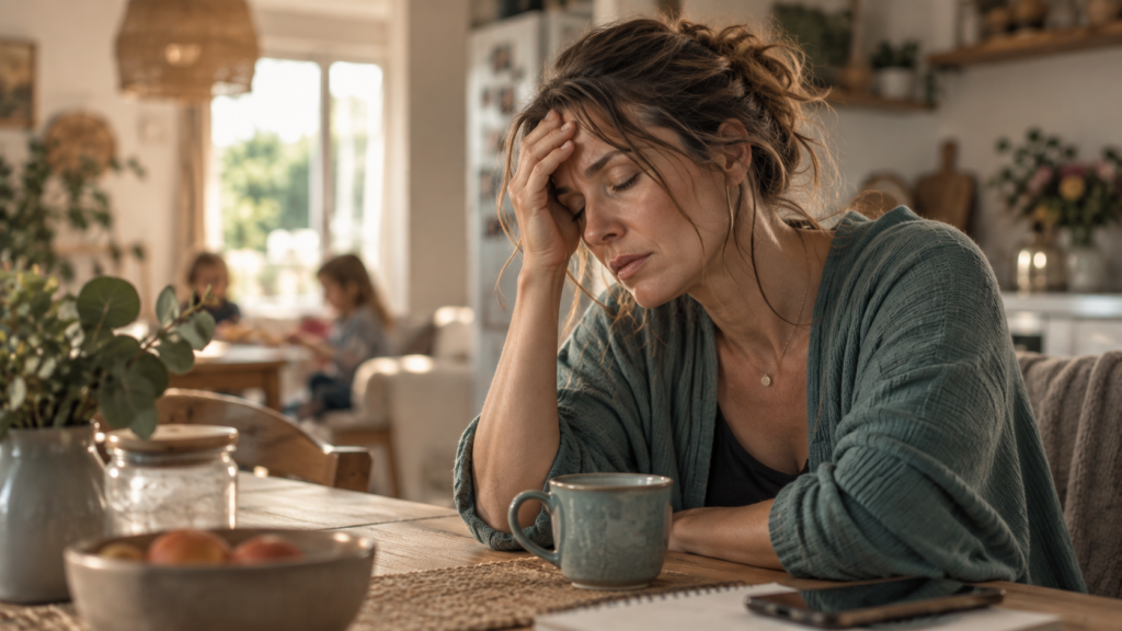 Burnout Symptome Mutter - erschoepfte Mutter zuhause